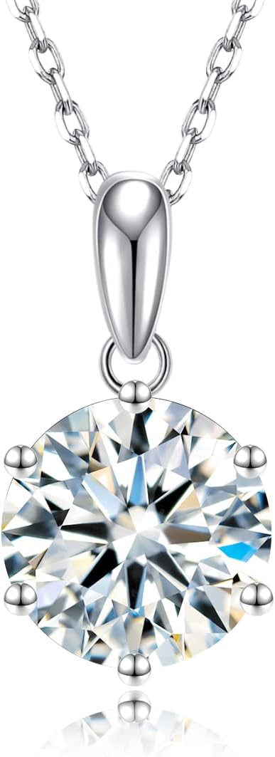 Eriya Moissanite Pendant Necklace for Women, 1-5CT 925 Sterling Silver D Color Necklace with Certificate of Authenticity