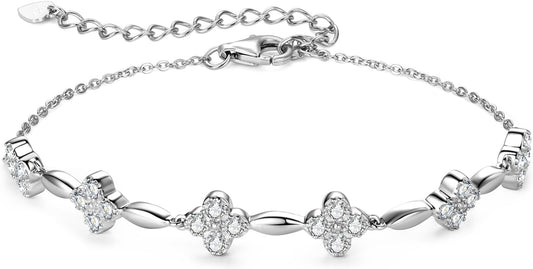 Eriya Adjustable Moissanite Bracelet for Women, 925 Sterling Silver D Color Lab Created Imitation Diamond Dainty Hypoallergenic Jewelry Mother's day Birthday Gifts