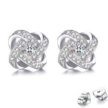 Eriya S925 sterling silver hypoallergenic earrings new trendy four-leaf clover silver earrings women's earrings simple Chinese Valentine's Day hot sale