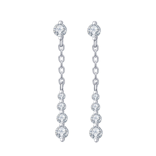 S925 sterling silver moissanite long ultra-shiny high-end face-modifying earrings ultra-shiny tassel earrings