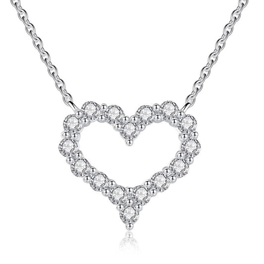 Eriya s925 sterling silver diamond love necklace for women Korean fashion simple niche design heart-shaped pendant wholesale dropshipping